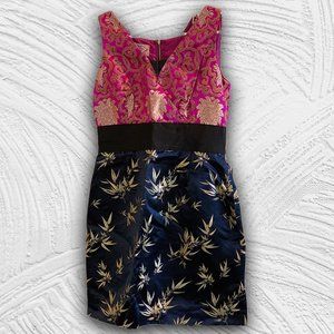 Phoebe Couture pink and black silk jacquard dress